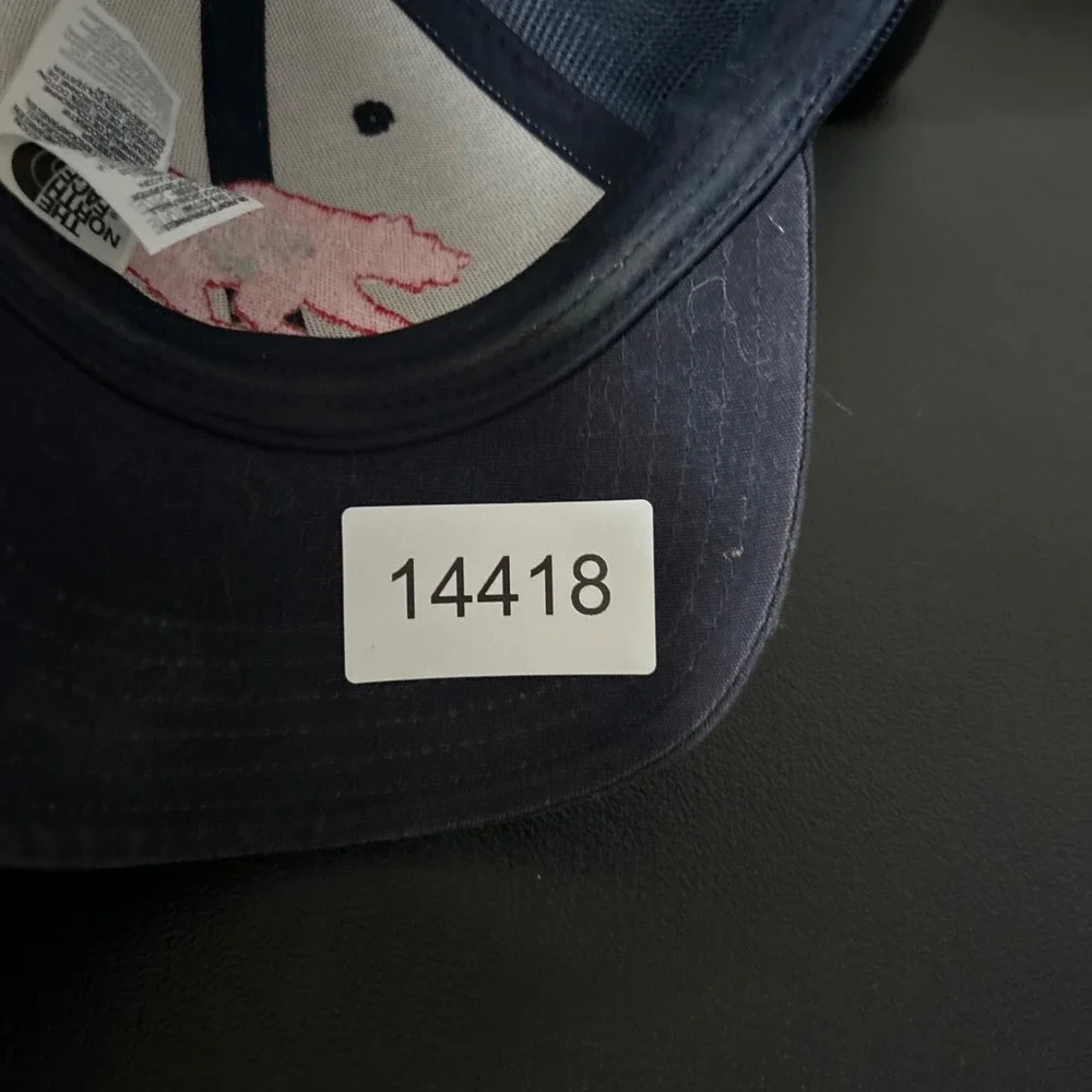 The North Face Trucker Hat Cap Snap Back Adjustable Blue Bear Logo Outdoor Adult